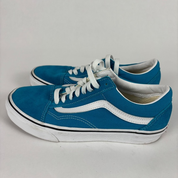 Vans, Gem Turquoise Blue, White Casual Sneakers Sizes Women 8 - Men 6.5 - Picture 3 of 8